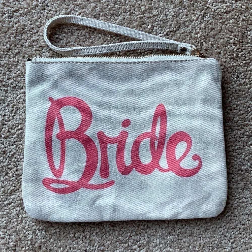 Bride and bride squad canvas clutches